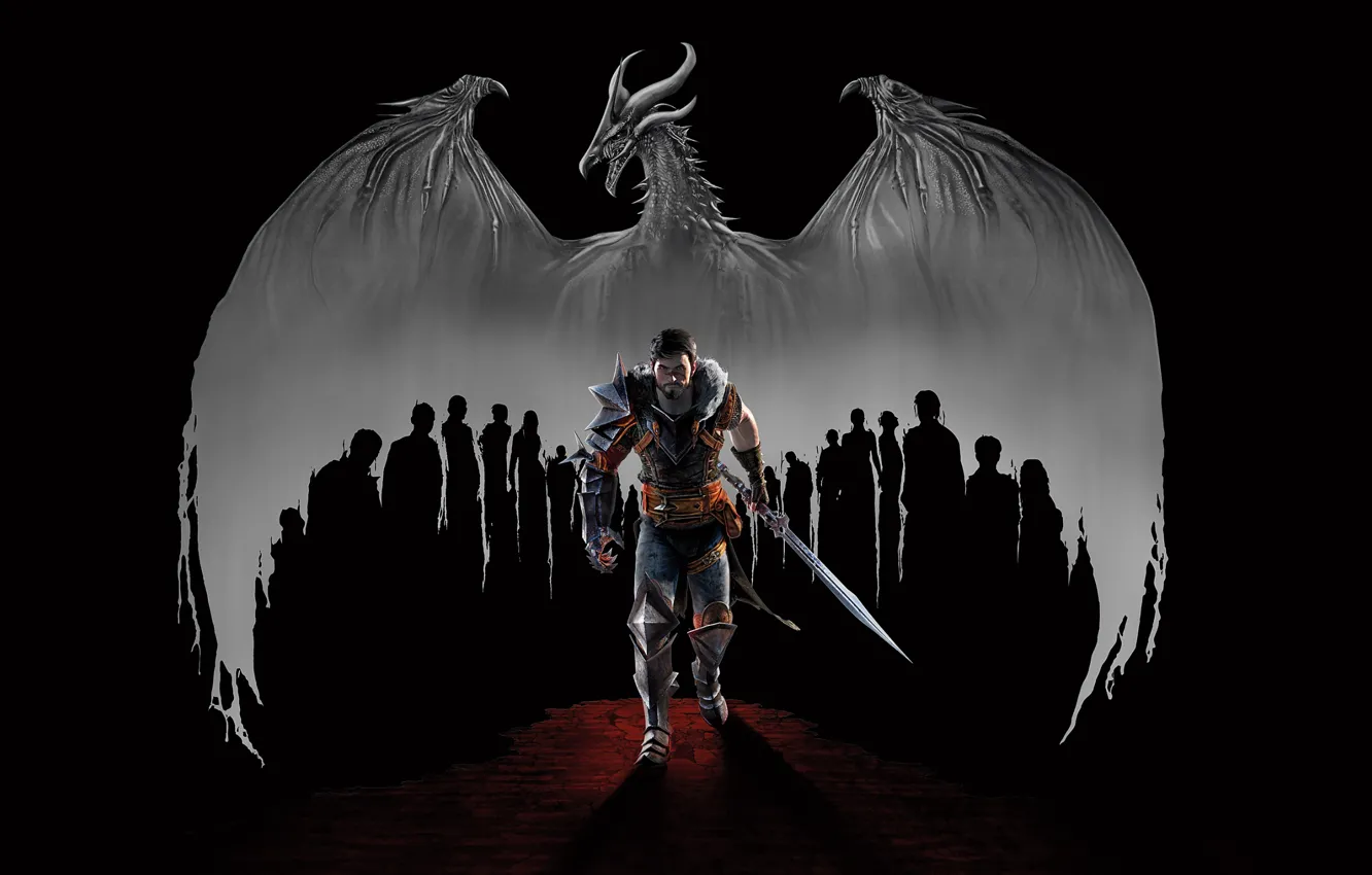 Фото обои дракон, воин, Dragon Age II