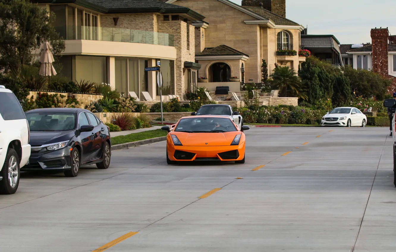 Фото обои Lamborghini, Orange, Gallardo, LP570-4, Front View