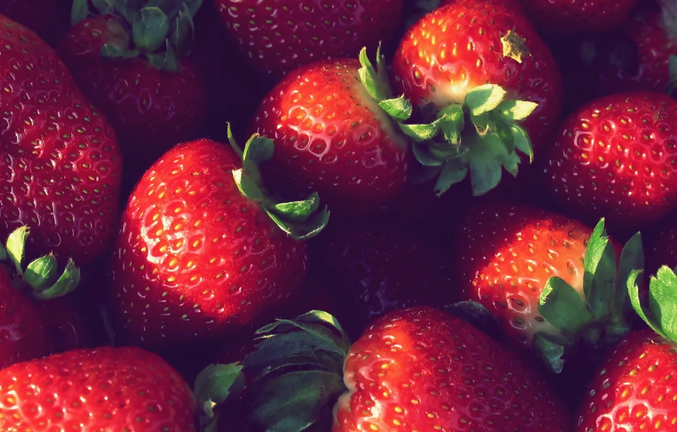 Фото обои макро, ягоды, еда, клубника