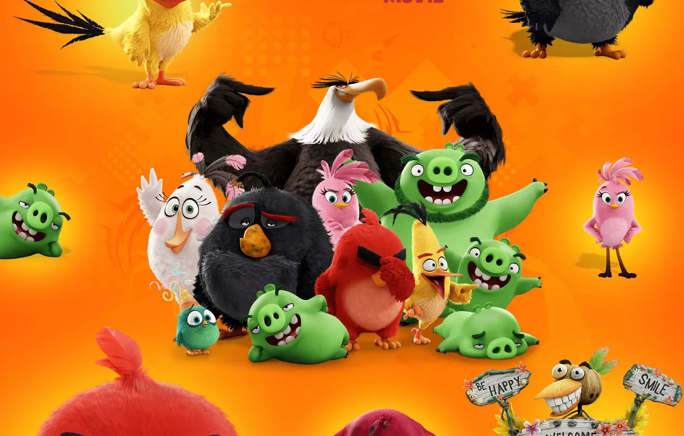 Фото обои cinema, animation, Red, game, bird, wings, cartoon, orange