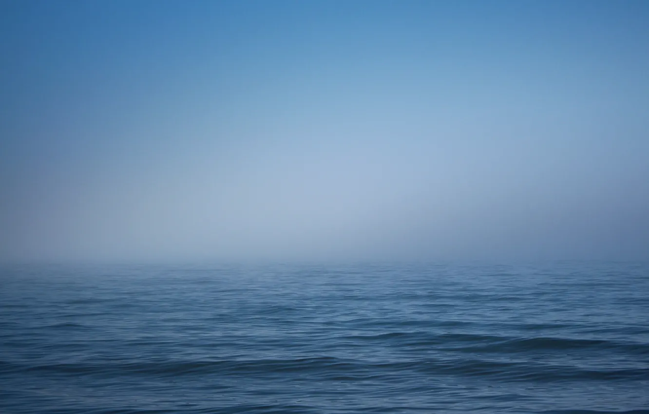 Фото обои море, небо, вода, туман, волна, горизонт