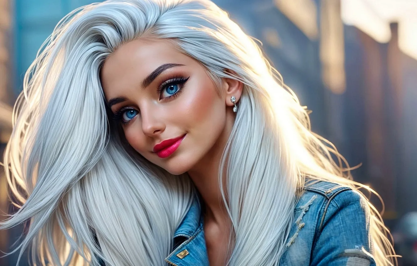 Фото обои girl, beautiful, blue-eyed, ai art