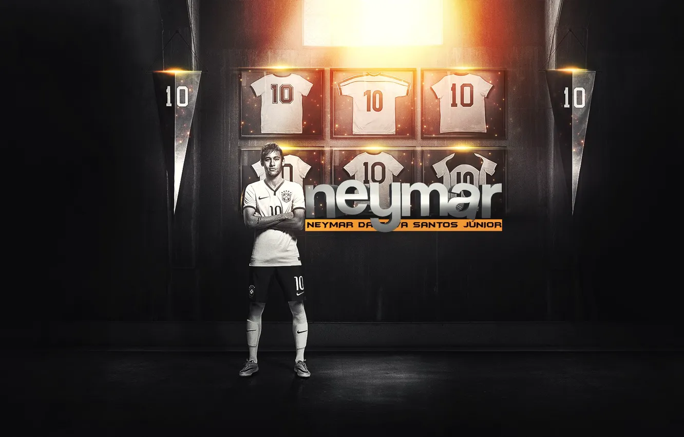 Фото обои Футбол, Бразилия, Football, Brazil, Neymar, Неймар, FuriousGFX