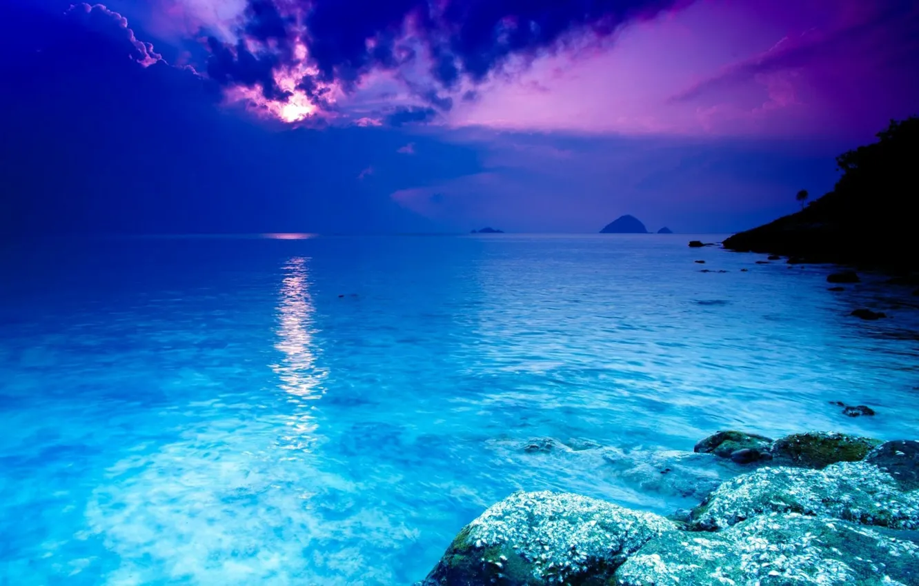 Фото обои океан, берег, вечер