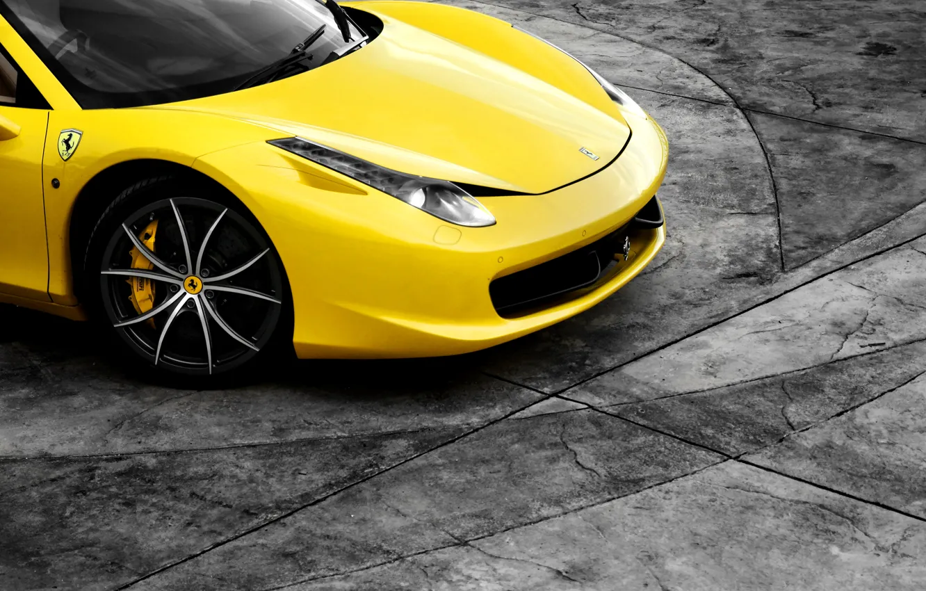 Фото обои Ferrari, феррари, жёлтая, 458, yellow, италия, Italia