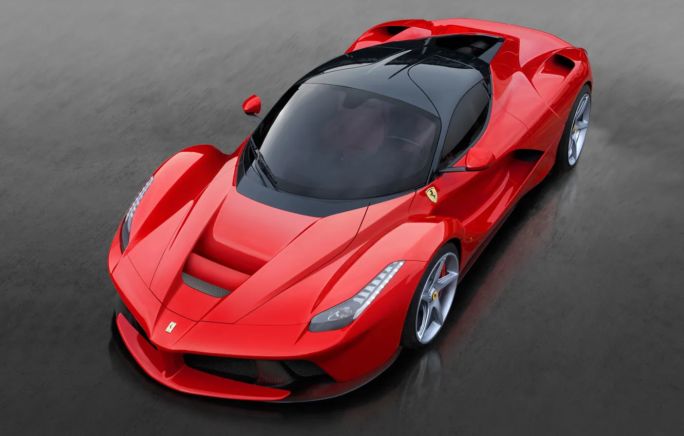 Фото обои Ferrari, красная, Суперкар, тёмный фон