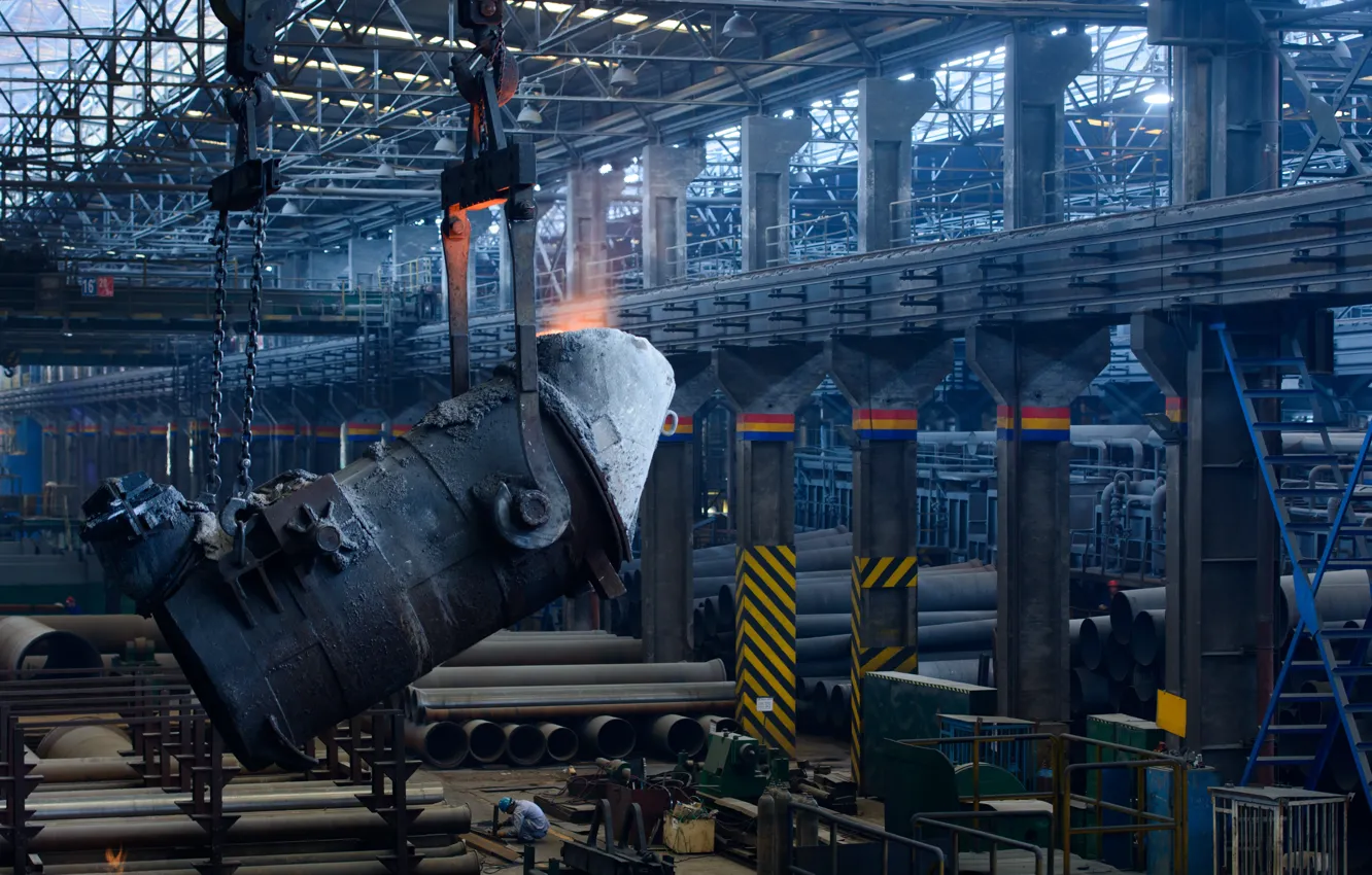 Фото обои chains, machinery, casting, molten metal
