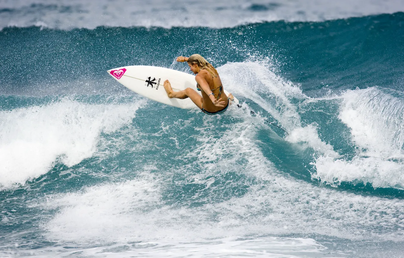 Фото обои девушка, океан, спорт, серфинг, доска, surfing