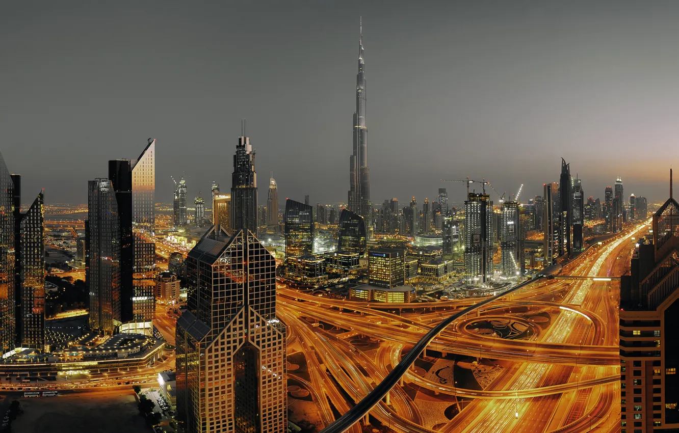 Фото обои Clouds, Dubai, Landscape, Urban, Smoke, Travel, Skyscraper, Foggy