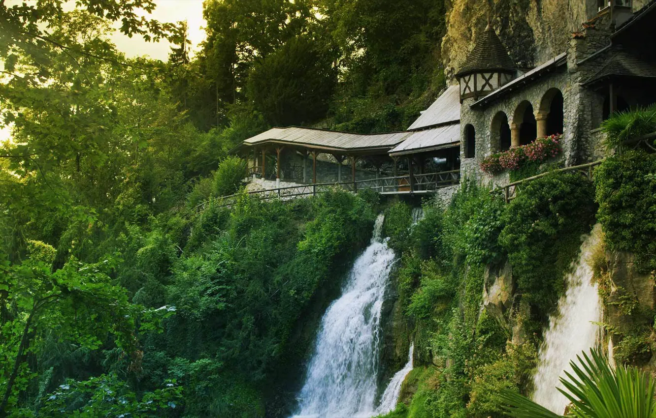 Фото обои Швейцария, Switzerland, monastery, Beatenberg, Saint Beatus Caves