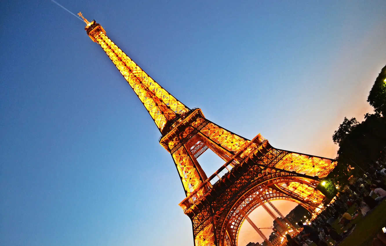 Фото обои огни, Франция, Париж, Эйфелева башня, Paris, France