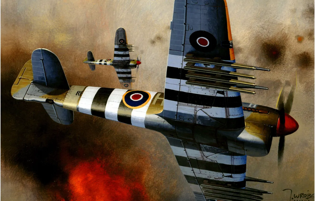 Фото обои war, art, army, airplanes, ww2, german aircraft, british aircraft, aviation art
