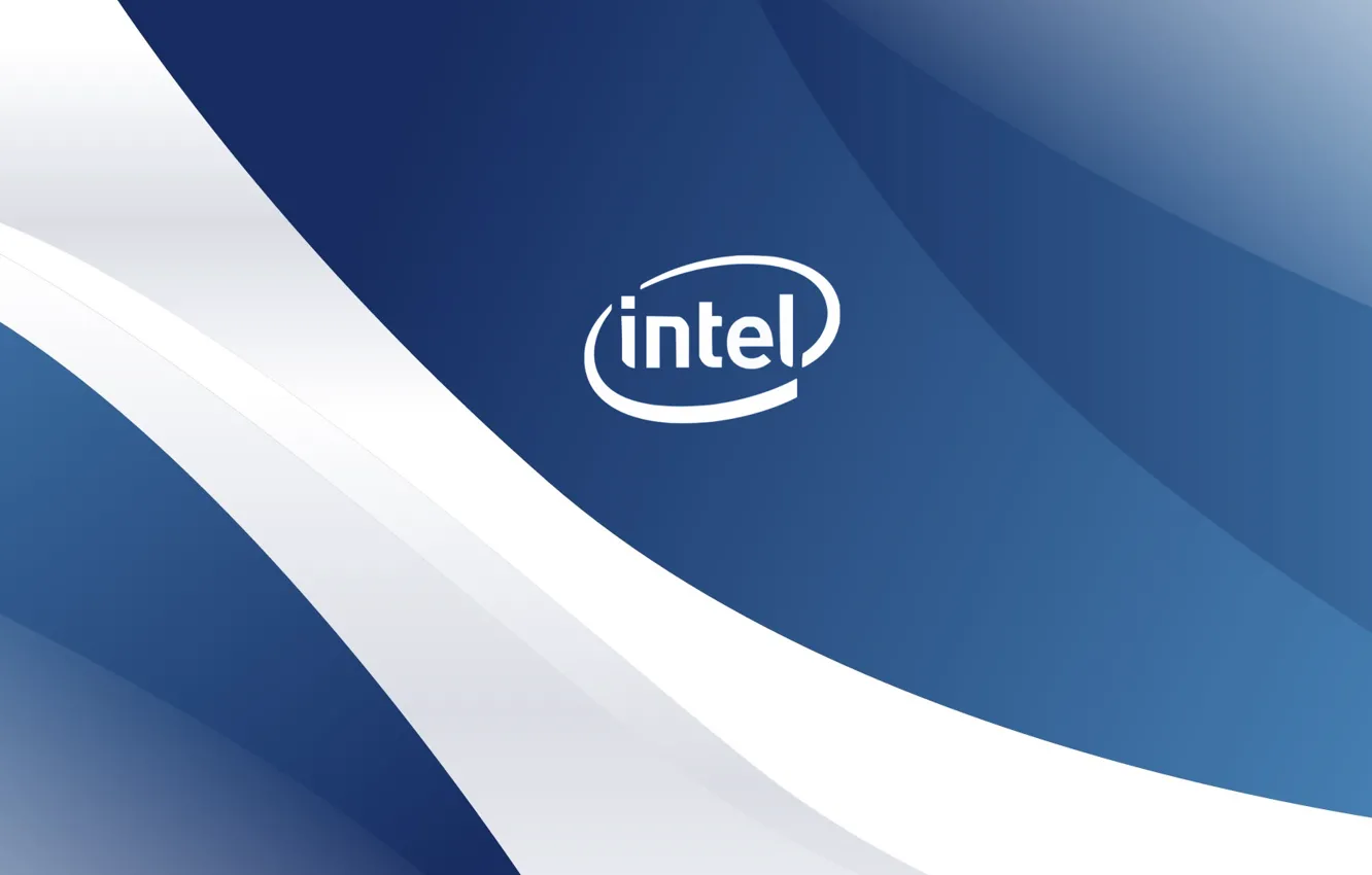 Фото обои волна, логотип, logo, Intel, white, blue, wave, интел