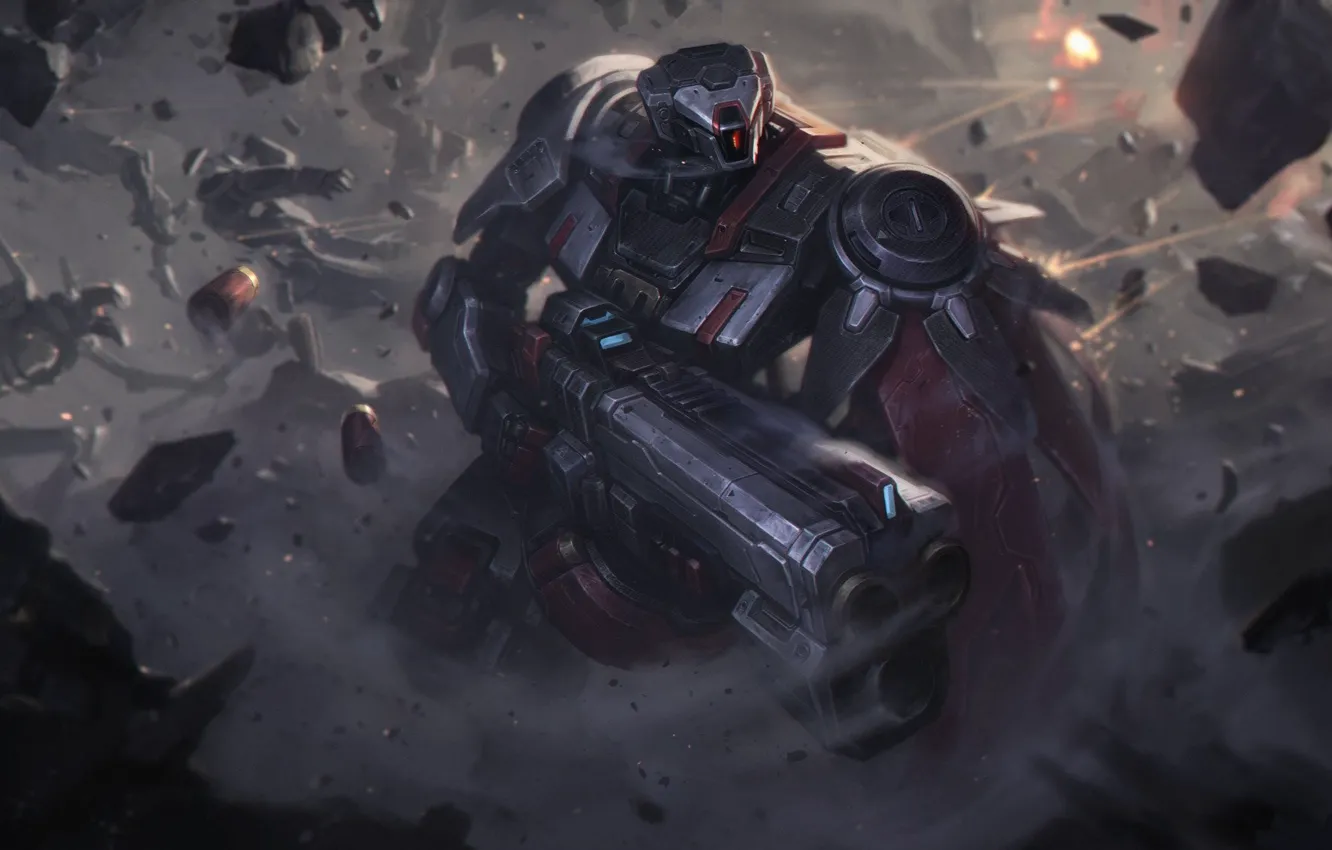 Фото обои робот, пыль, League of Legends