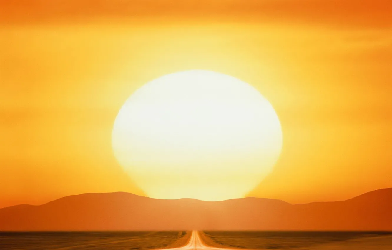 Фото обои дорога, солнце, Закат