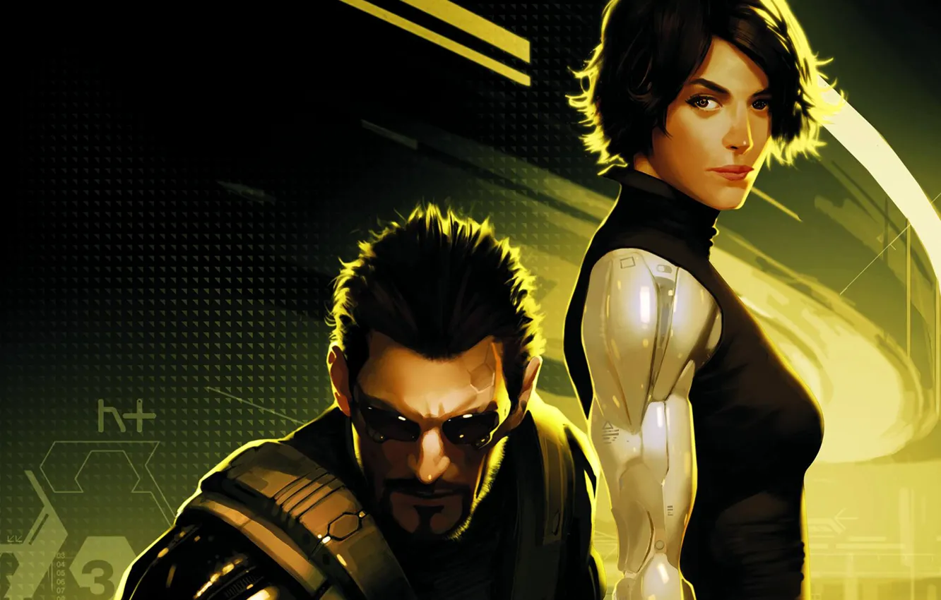 Фото обои art, Deus Ex: Human Revolution, comics, Adam Jensen, Katrina Sutherland