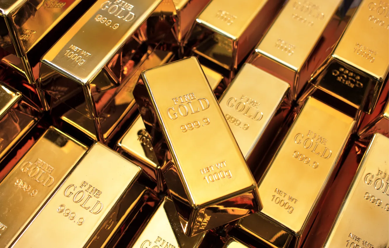 Фото обои metal, purity, polished gold bullion, kilo