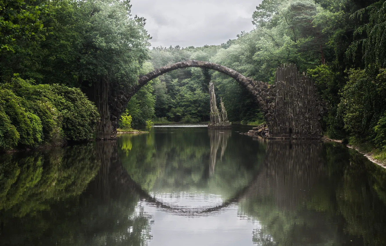 Фото обои мост, природа, парк, Германия, мостик, Кромлау, Ракотцбрюке