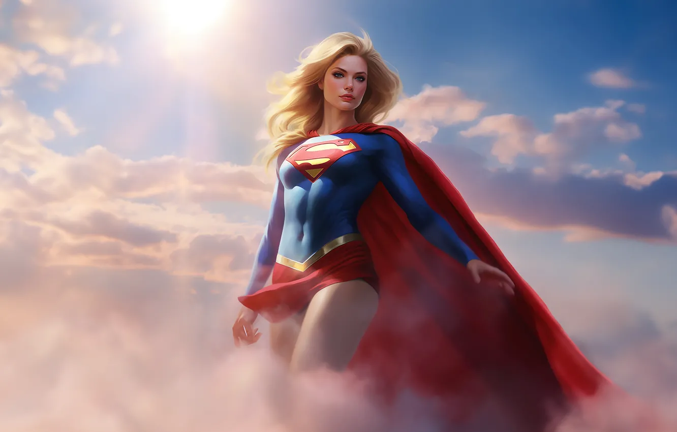 Фото обои flying, supergirl, high