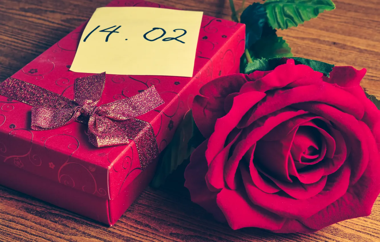 Фото обои цветы, подарок, сердце, роза, red, love, красная, heart