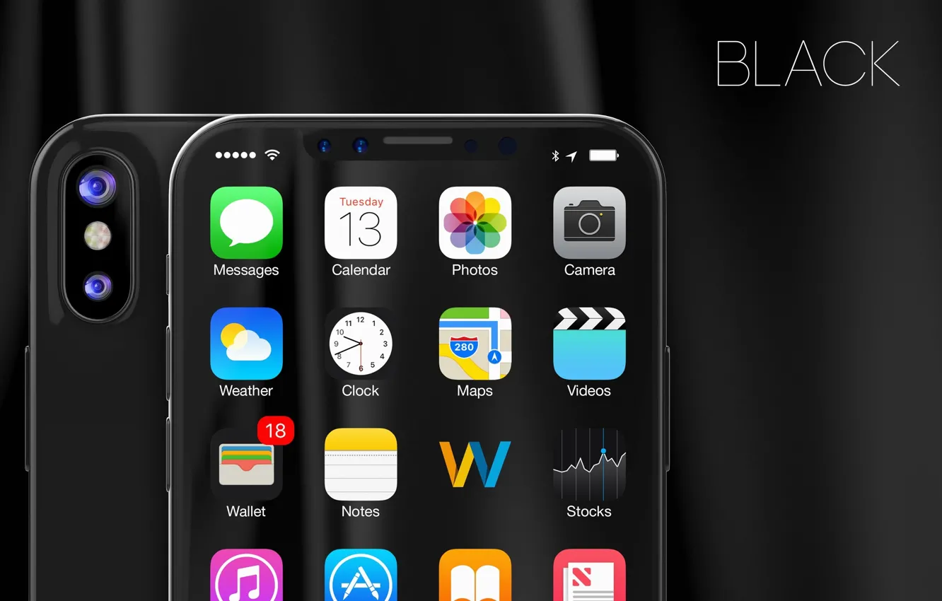 Фото обои Apple, iPhone, black, camera, hi-tech, smartphone, tecnology, iPhone X