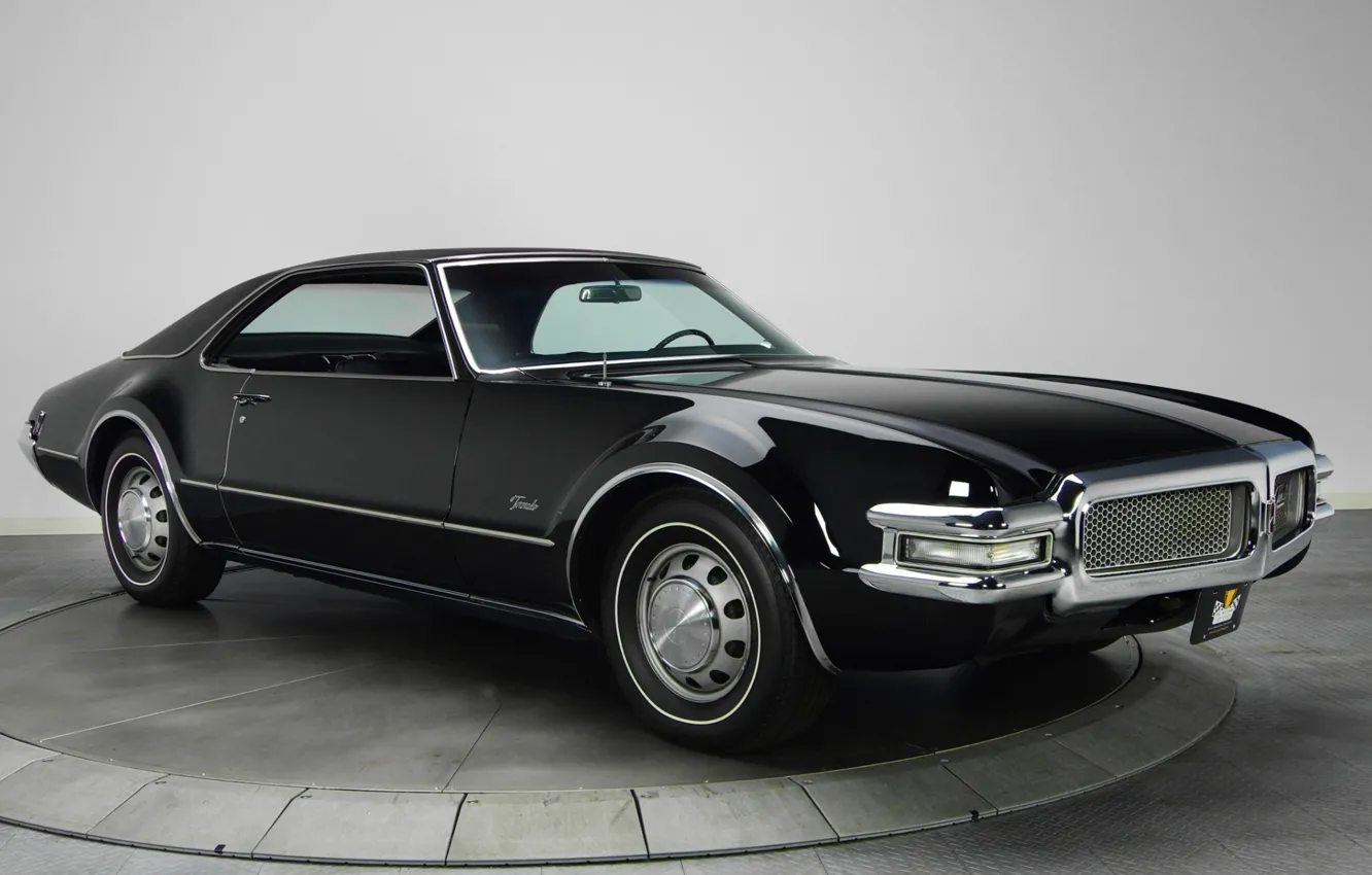 Фото обои фон, чёрный, передок, 1968, Muscle car, Мускул кар, Oldsmobile, Олдсмобиль