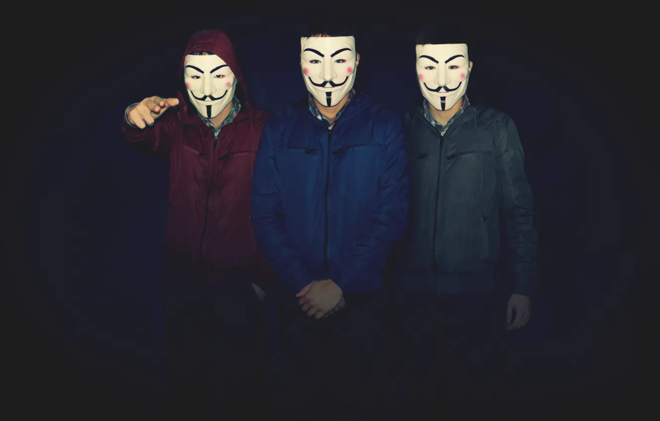 Фото обои Dark, Blue, Men, V for Vendetta, Mask, Friends, Boys, vendetta