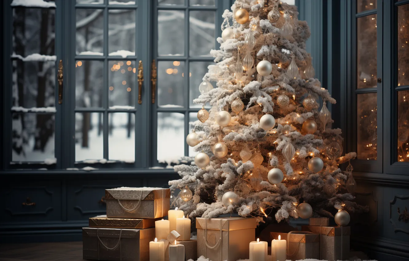 Фото обои украшения, комната, елка, интерьер, Рождество, Новый год, Christmas, tree