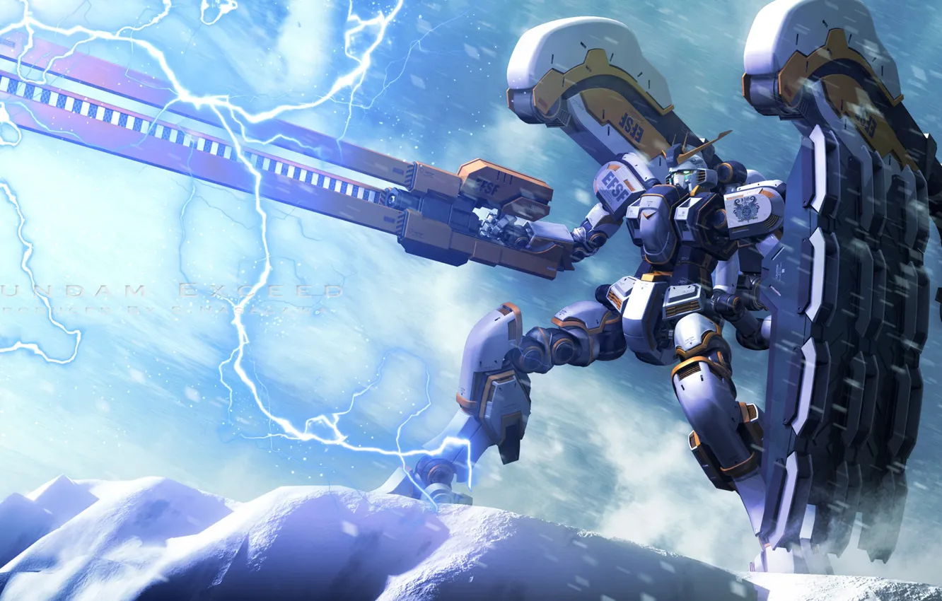 Фото обои оружие, молния, Робот, Mobile Suit Gundam