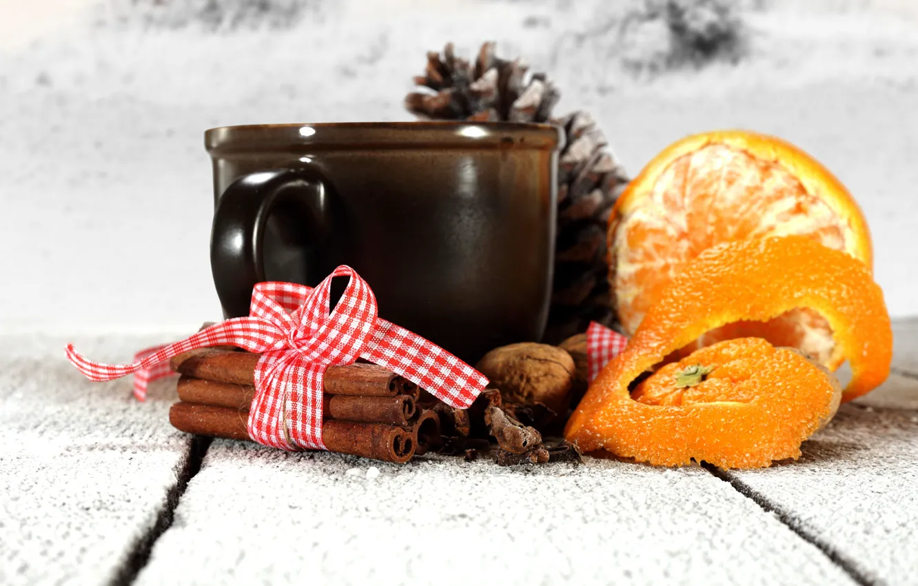Фото обои зима, чай, новый год, рождество, чашка