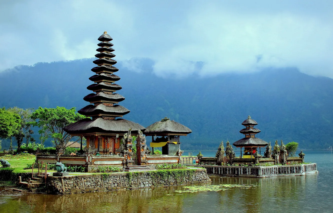 Фото обои Бали, Индонезия, Bali, Indonesia, озера Братан, Lake Bratan, Pura Ulun Danu Bratan