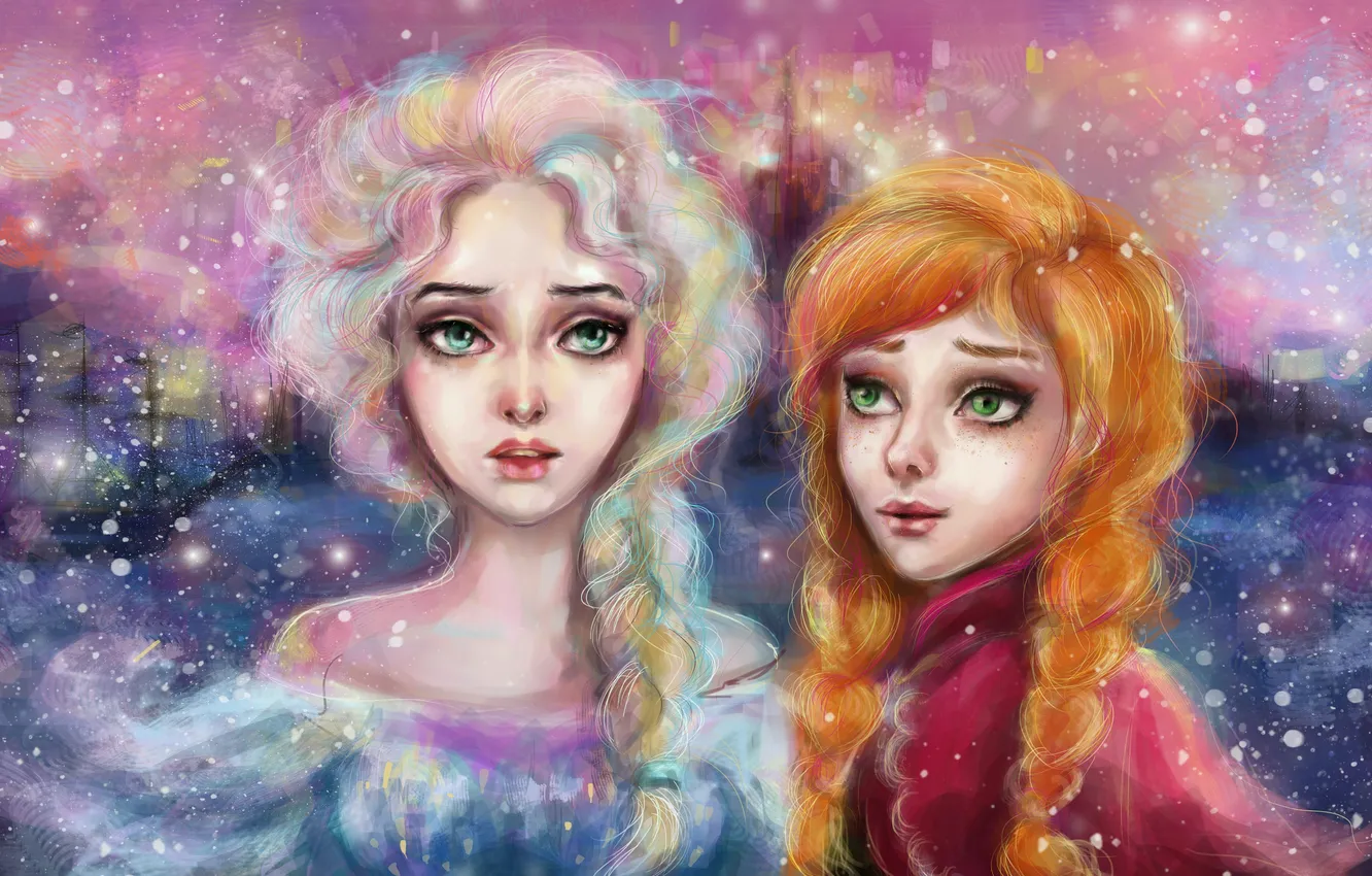 Фото обои девушки, мультфильм, Frozen, Арт, art, холодное сердце, manulys