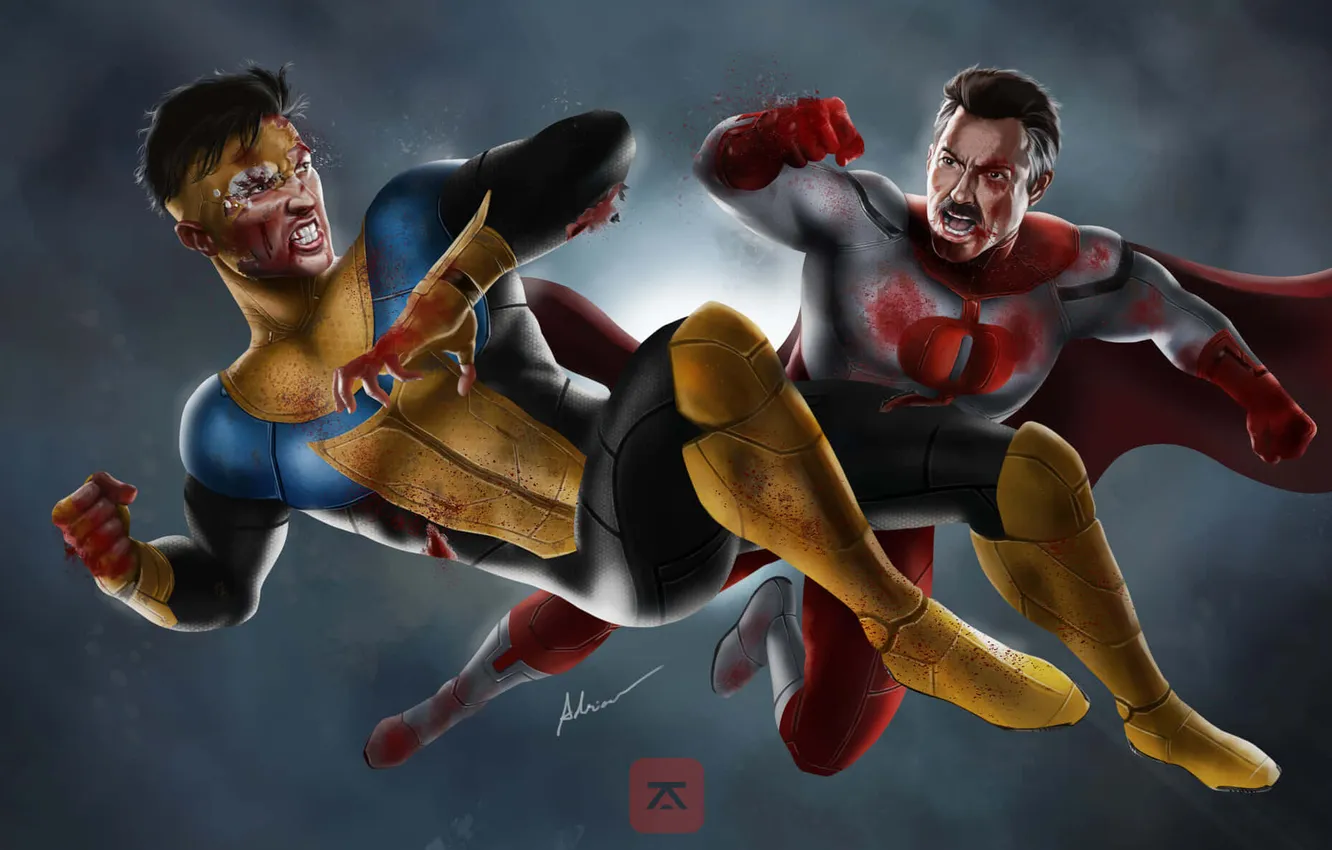Фото обои blood, fighter, alien, man, cartoon, fight, battle, mortal kombat