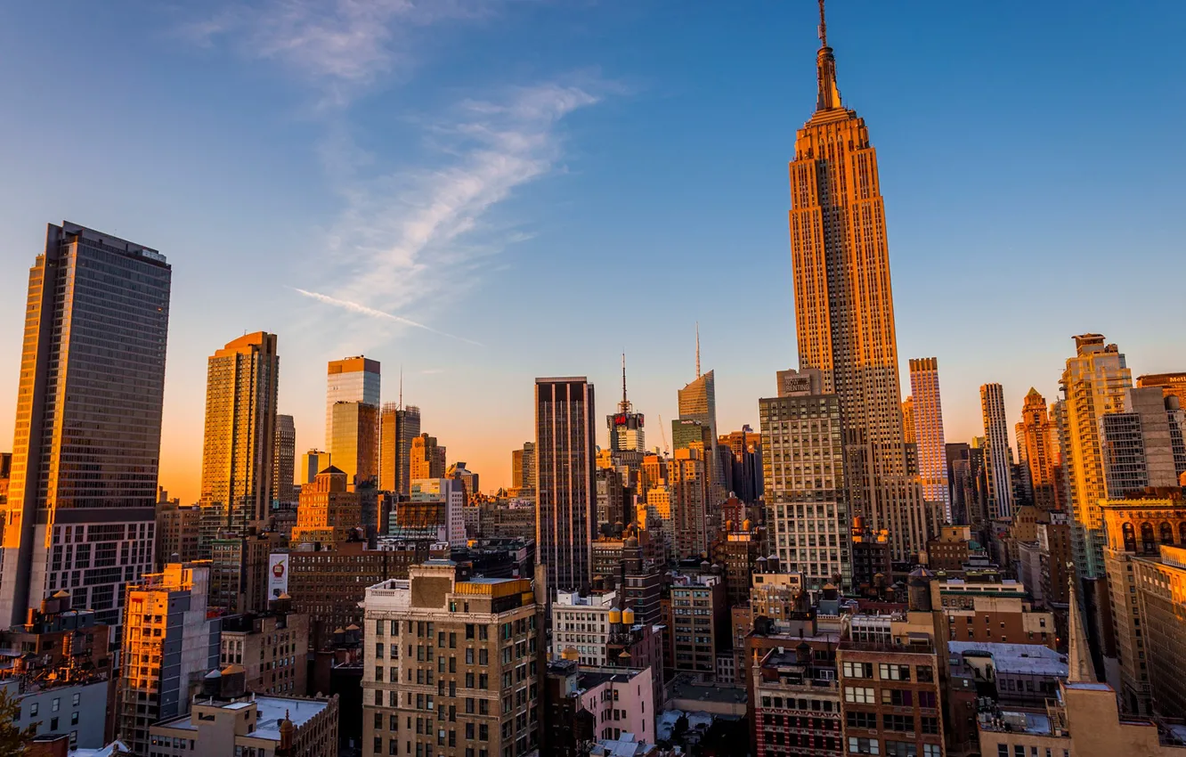 Фото обои Нью-Йорк, небоскребы, USA, США, Манхэттен, New York, Manhattan