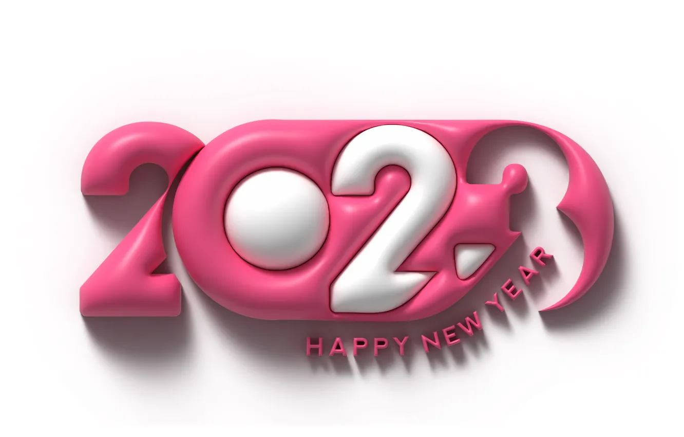 Фото обои рендеринг, новый год, цифры, белый фон, дата, 2023, Новый 2023 год