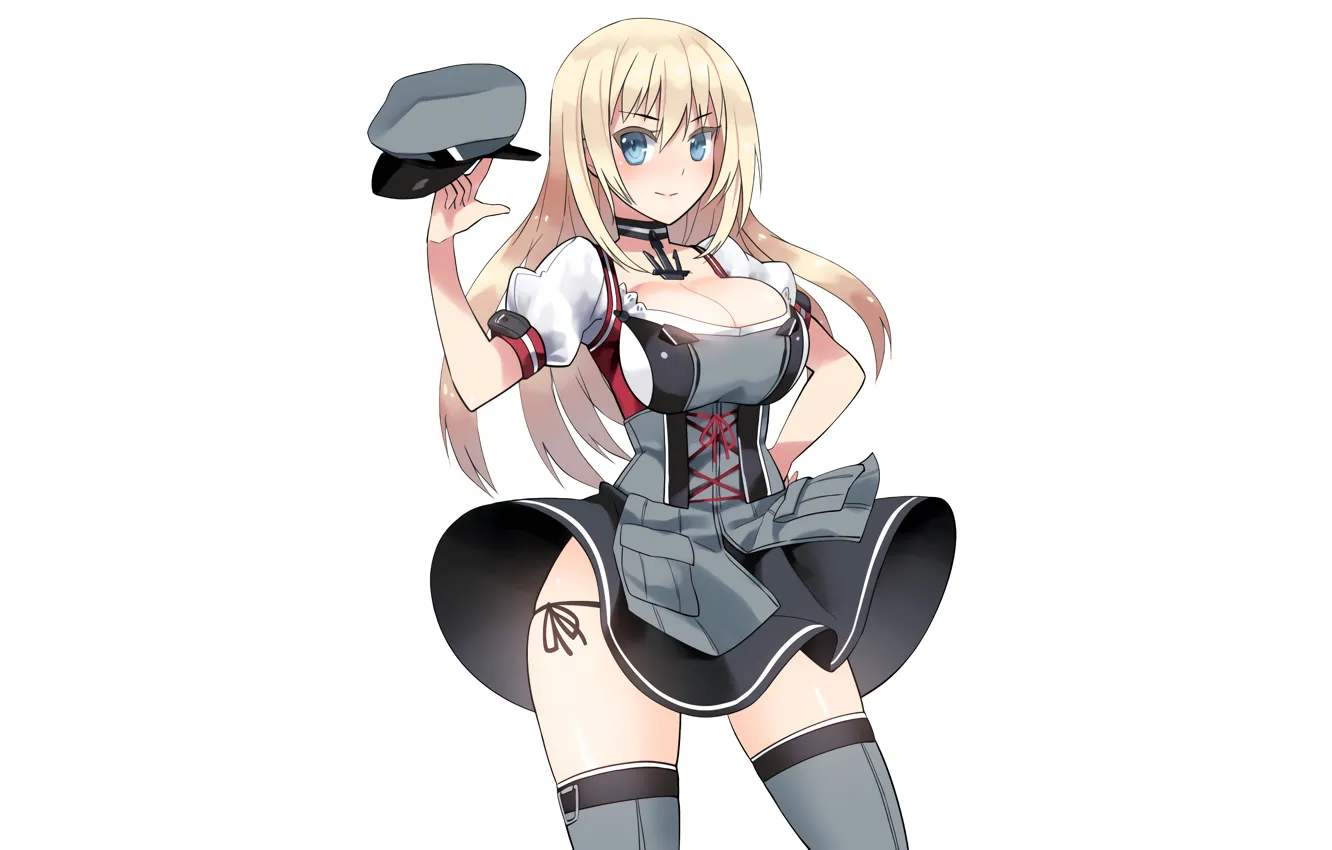 Фото обои girl, sexy, cleavage, thighhighs, long hair, dress, boobs, anime