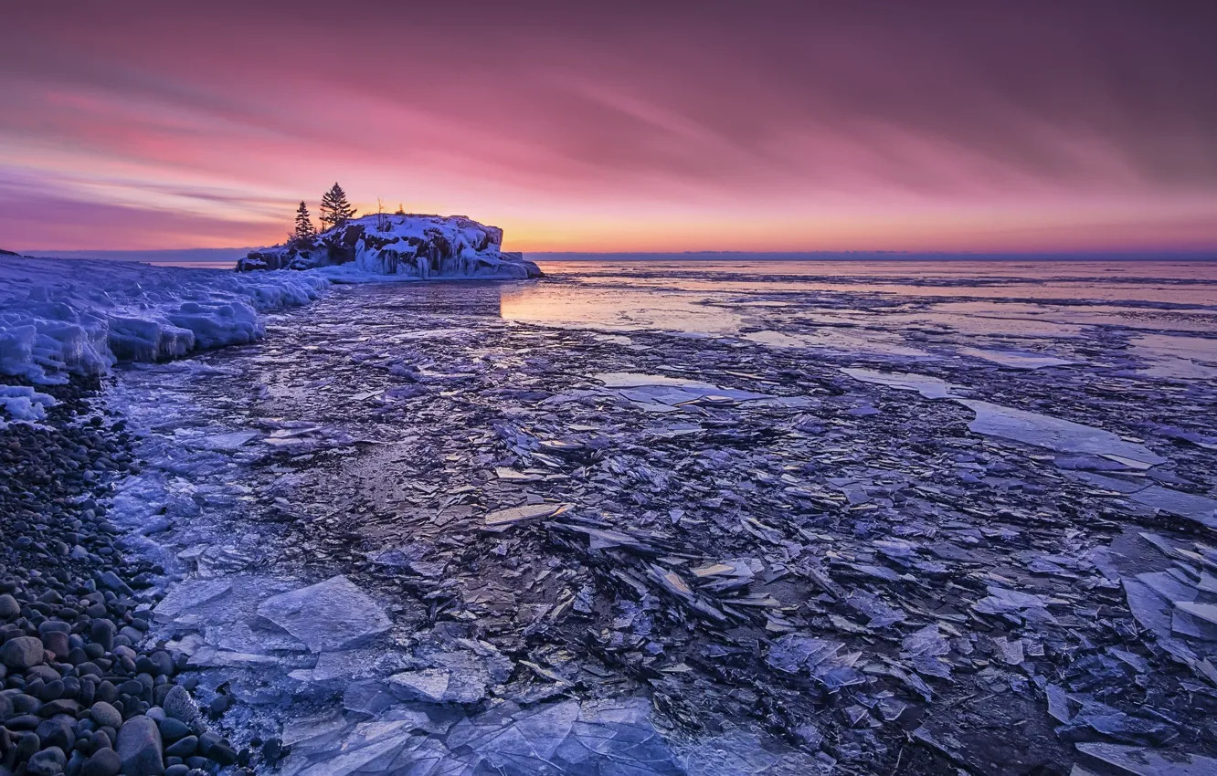 Фото обои United States, Minnesota, Cook, sunrise pink