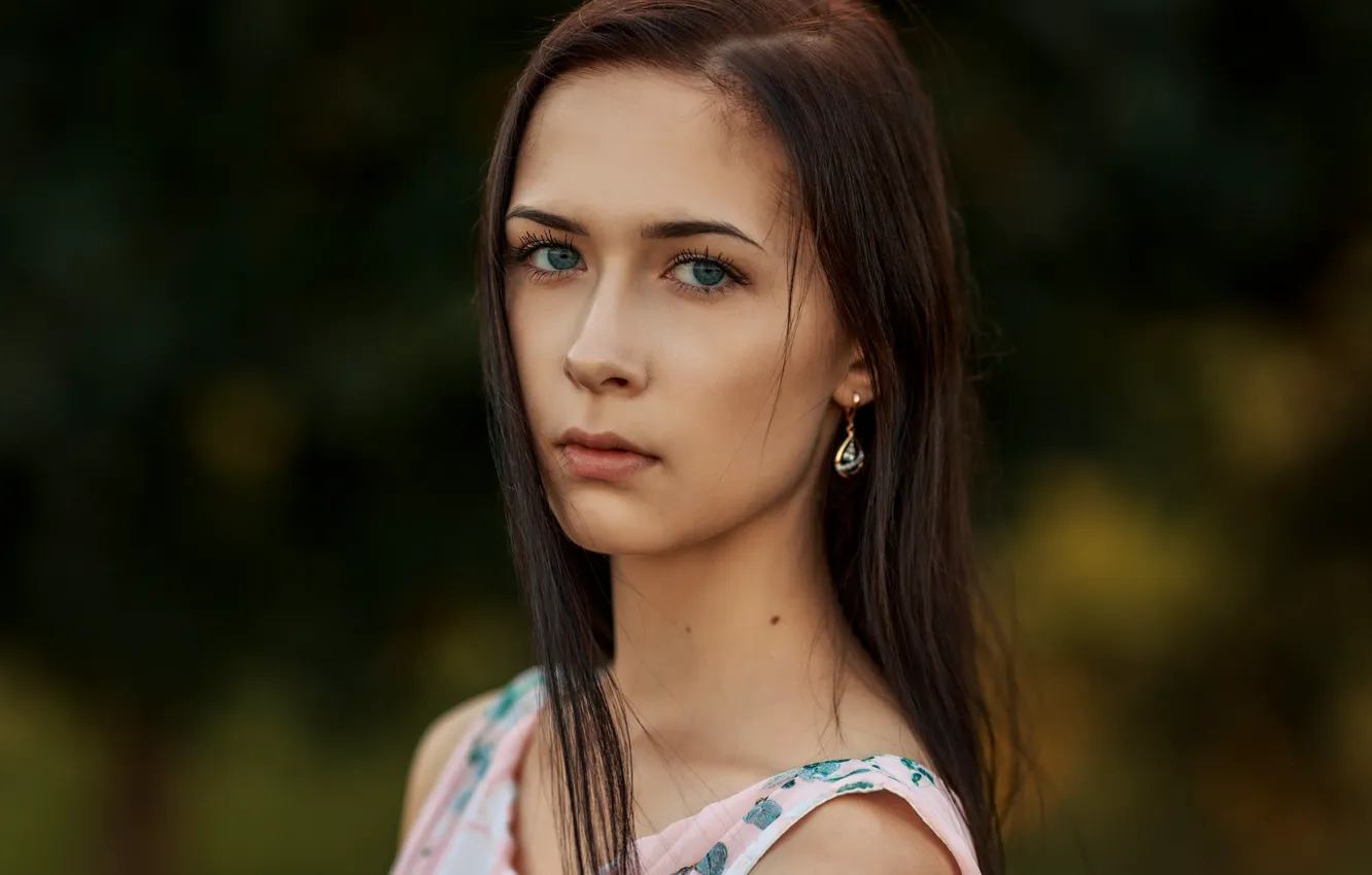 Фото обои лето, девушка, лицо, милая, портрет, брюнетка, красивая, прелесть