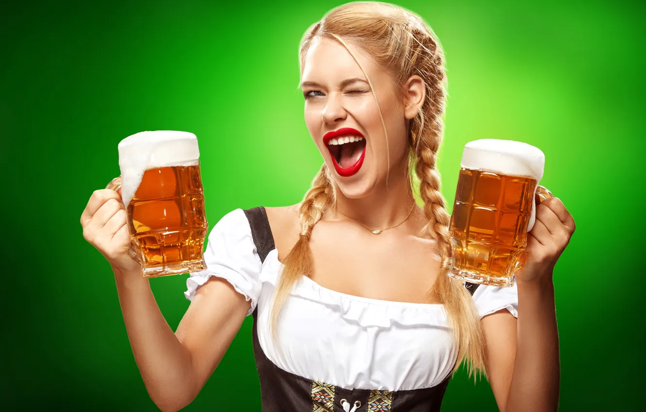 Фото обои girl, sweet, beer, adorable, German