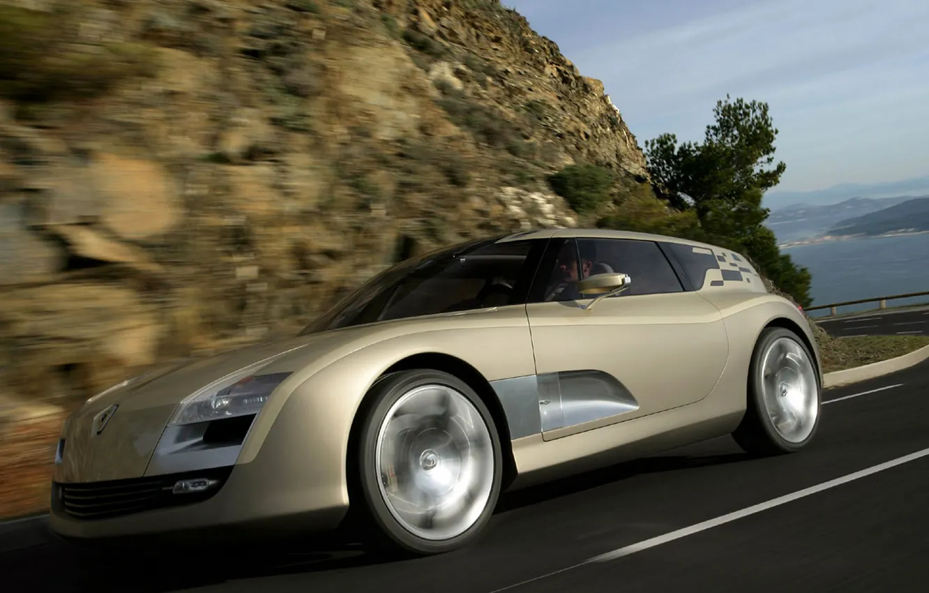 Фото обои дорога, скалы, Renault