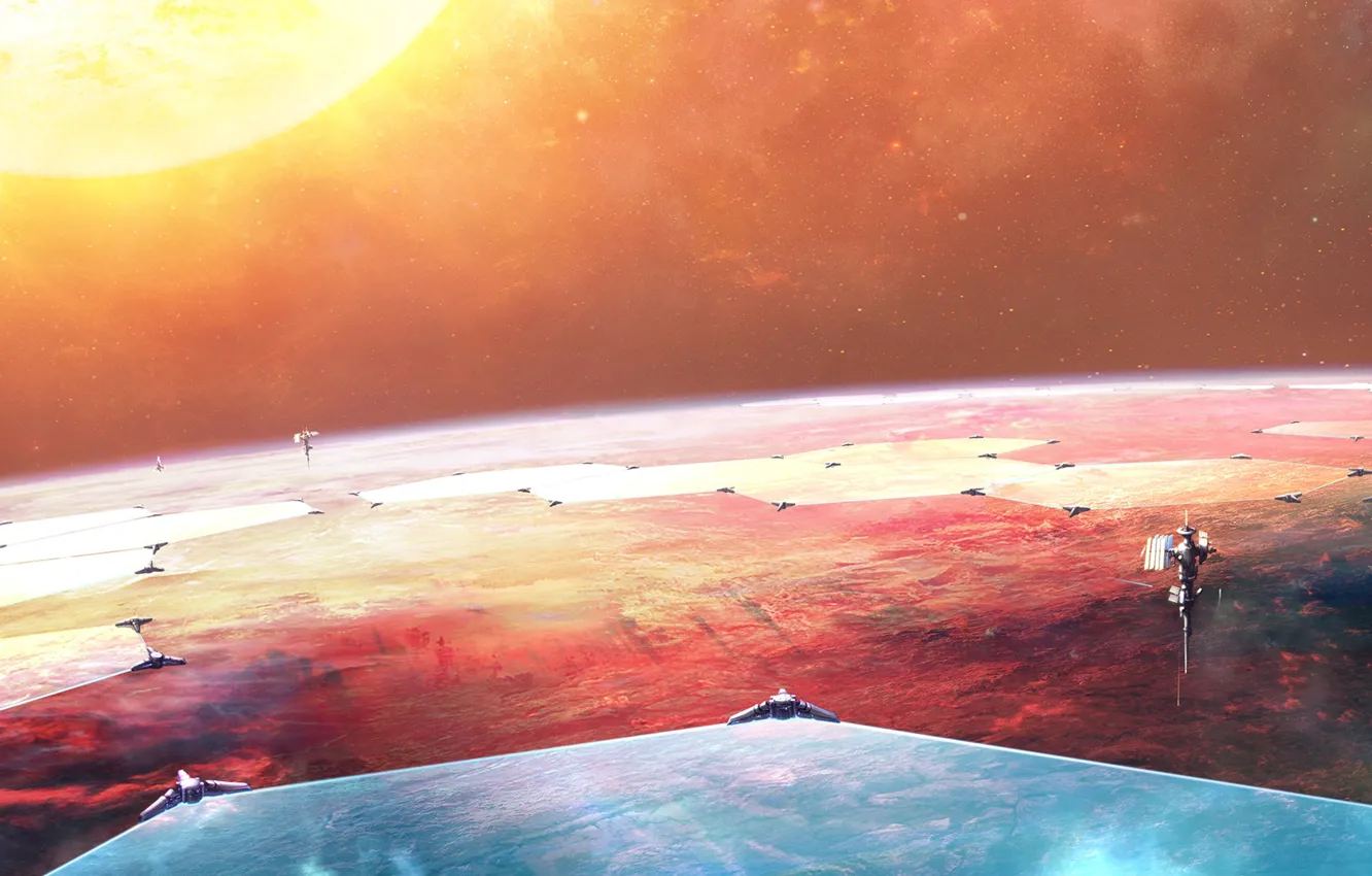 Фото обои future, fantasy, Space, science fiction, stars, sun, sci-fi, planet