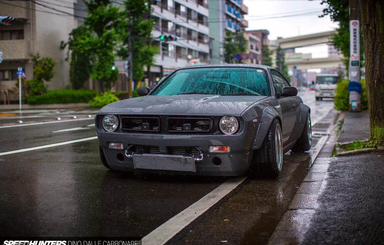 Фото обои мокро, car, капли, город, дождь, улица, Япония, nissan