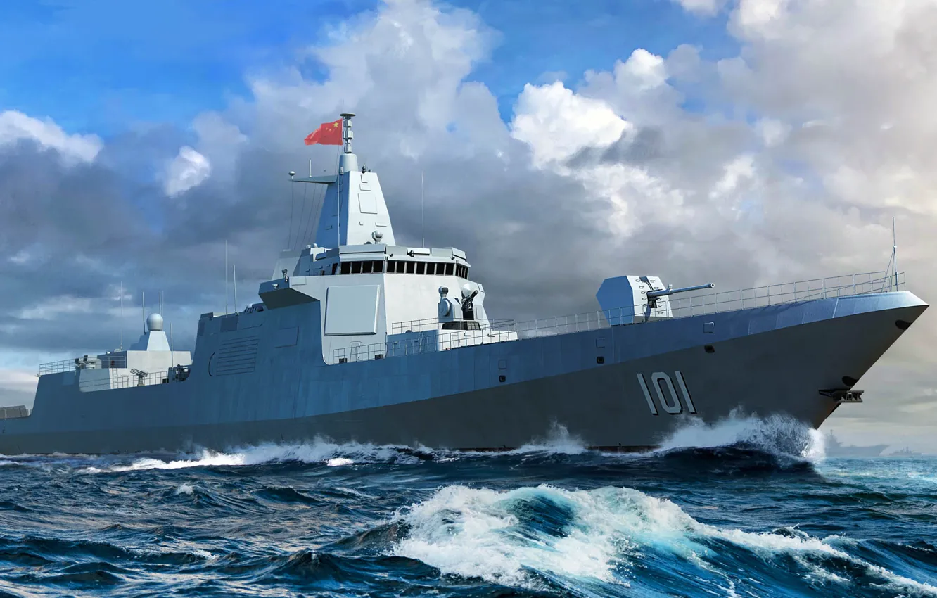 Фото обои Китай, эсминец, эскадренный миноносец, ВМФ НОАК, Ли Лао, PLA Navy Type 055 Destroyer