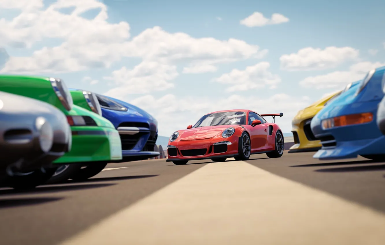 Фото обои car, Porsche, game, sky, cloud, race, speed, Forza Horizon