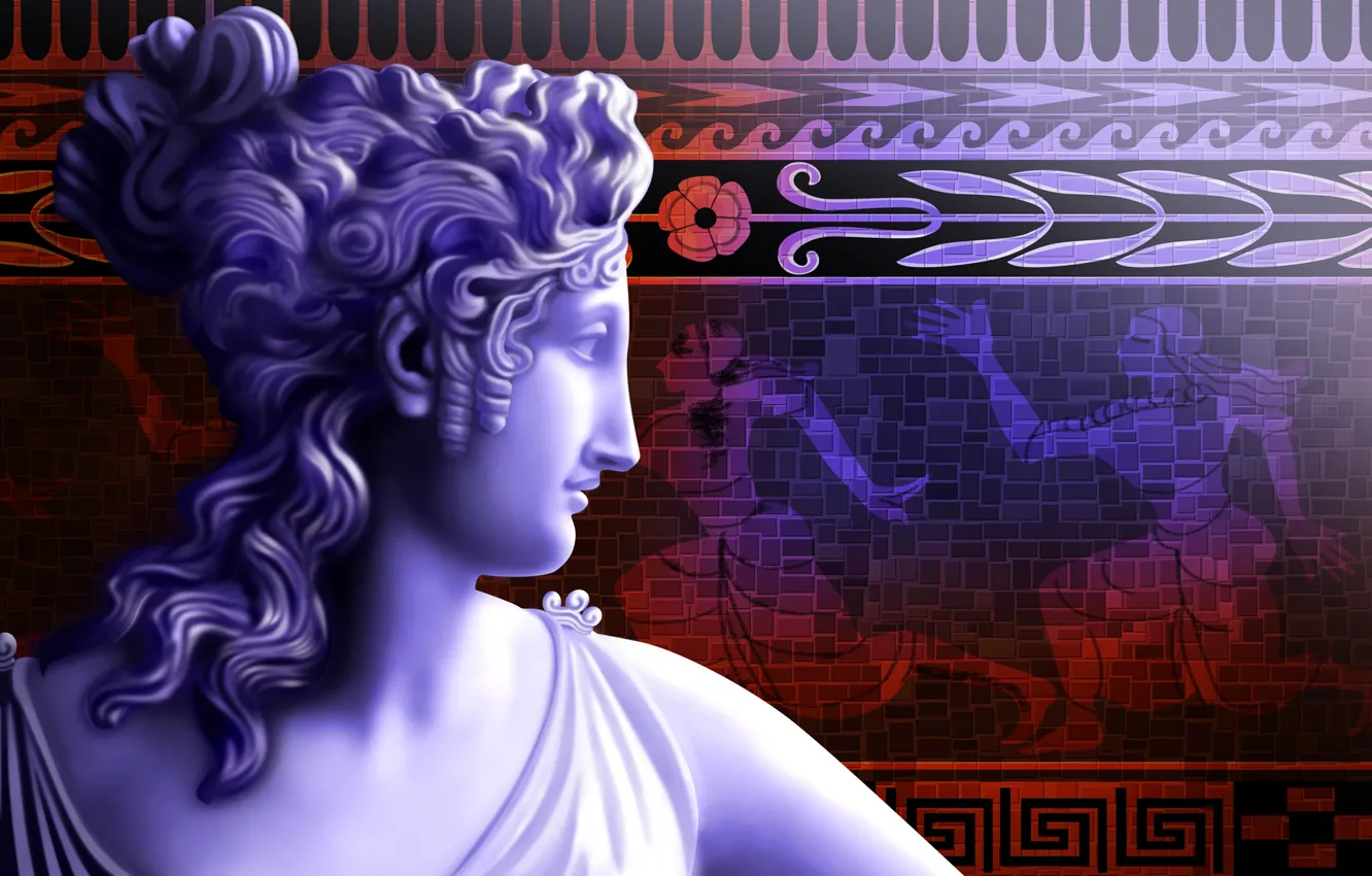 Фото обои узоры, Греция, Венера, фреска, богиня, Greece, Venus, Афродита
