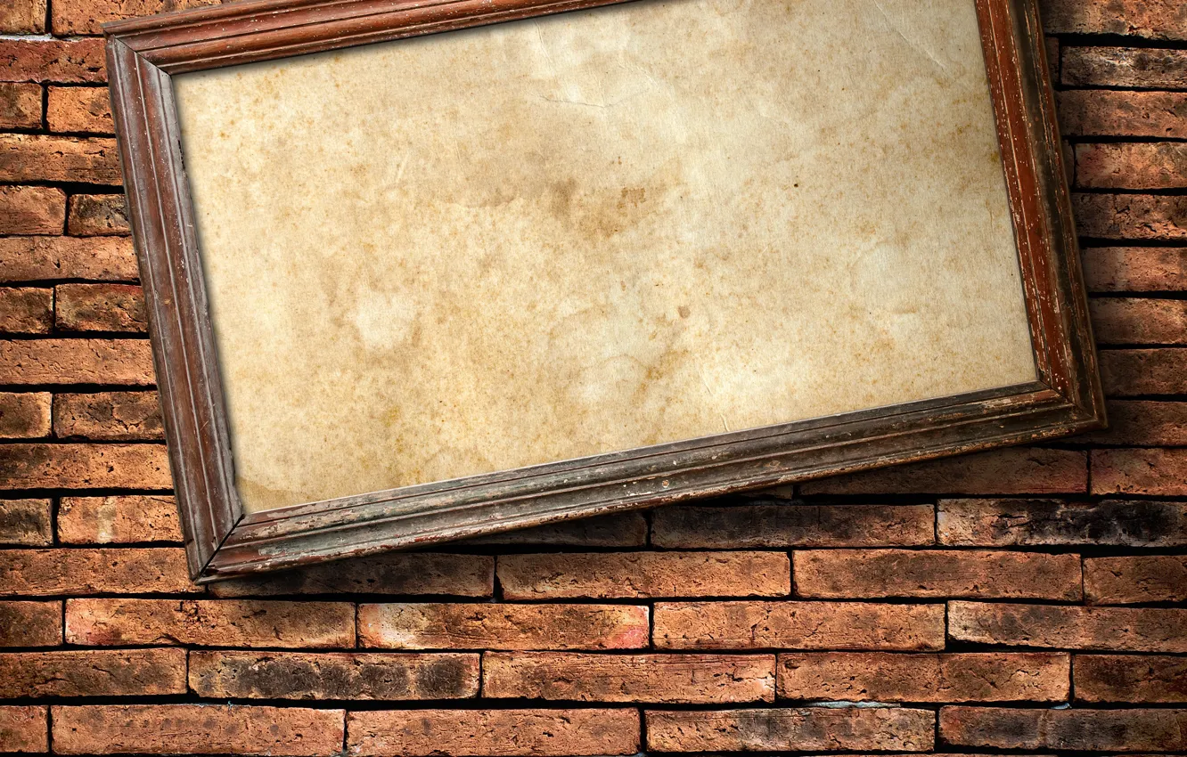 Фото обои wall, bricks, hanging, frame
