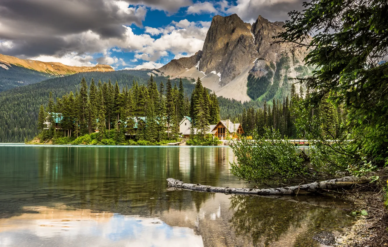 Фото обои forest, Canada, sky, trees, nature, mountains, clouds, lake