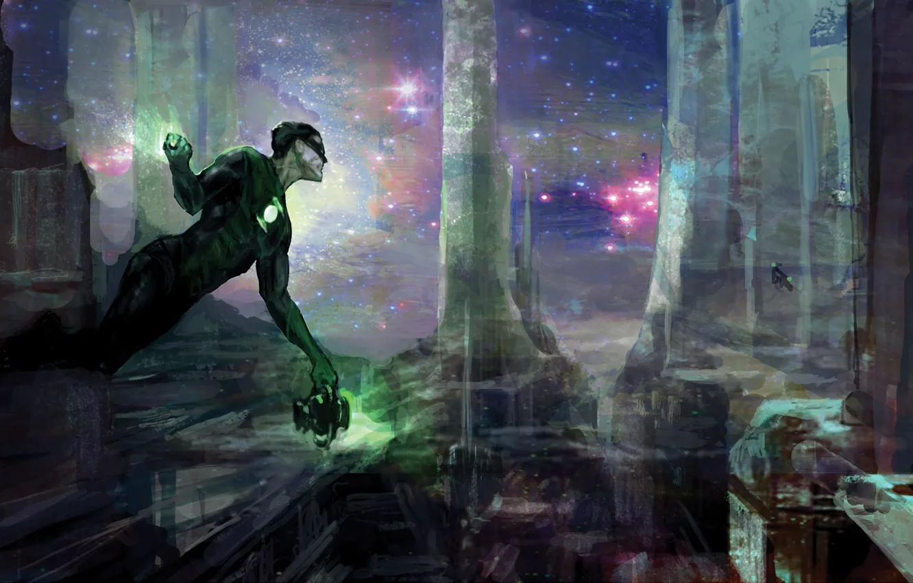 Фото обои супергерой, art, Green Lantern, зеленый фонарь, DC Comics
