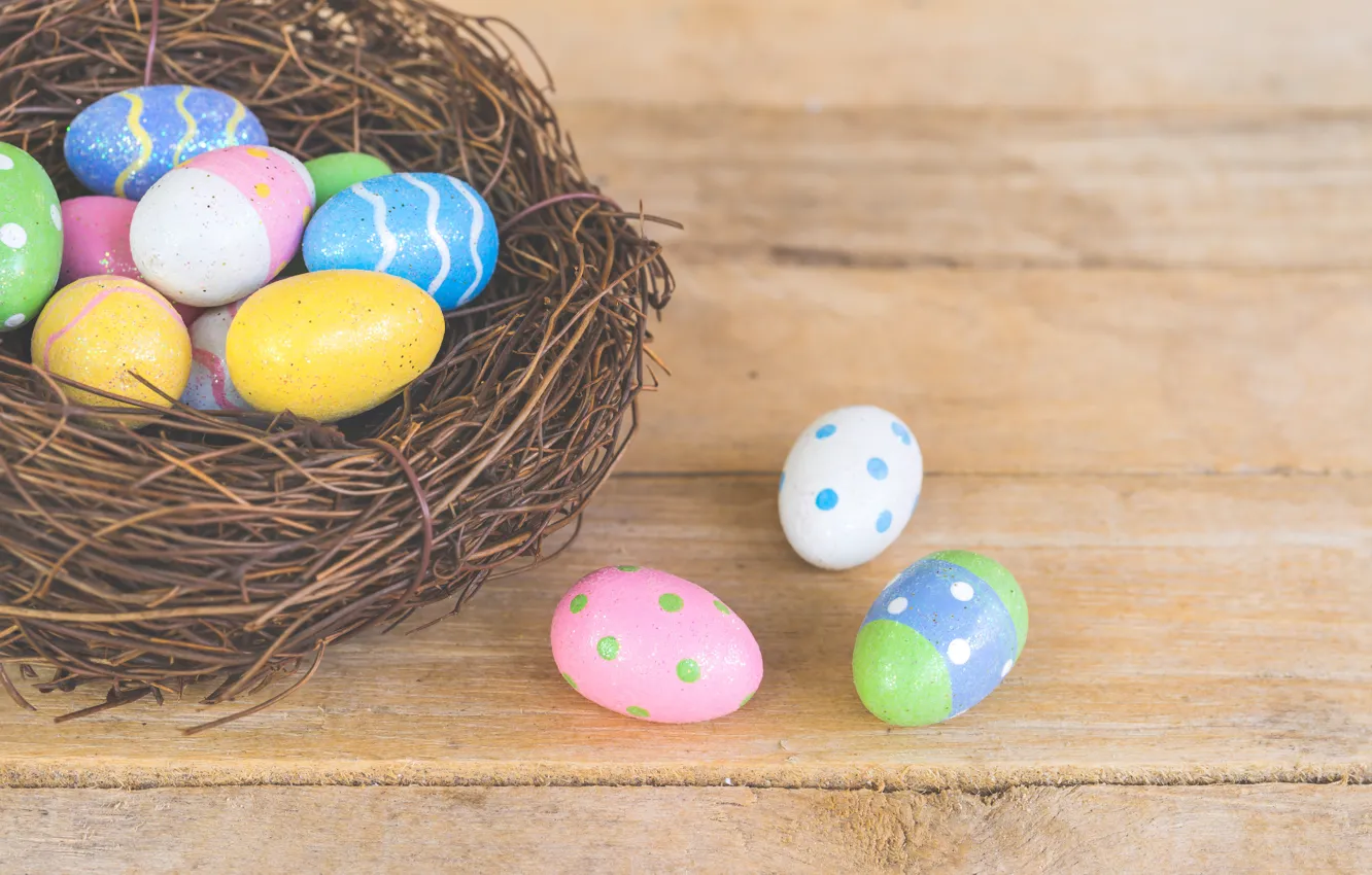 Фото обои яйца, весна, colorful, Пасха, wood, spring, Easter, eggs