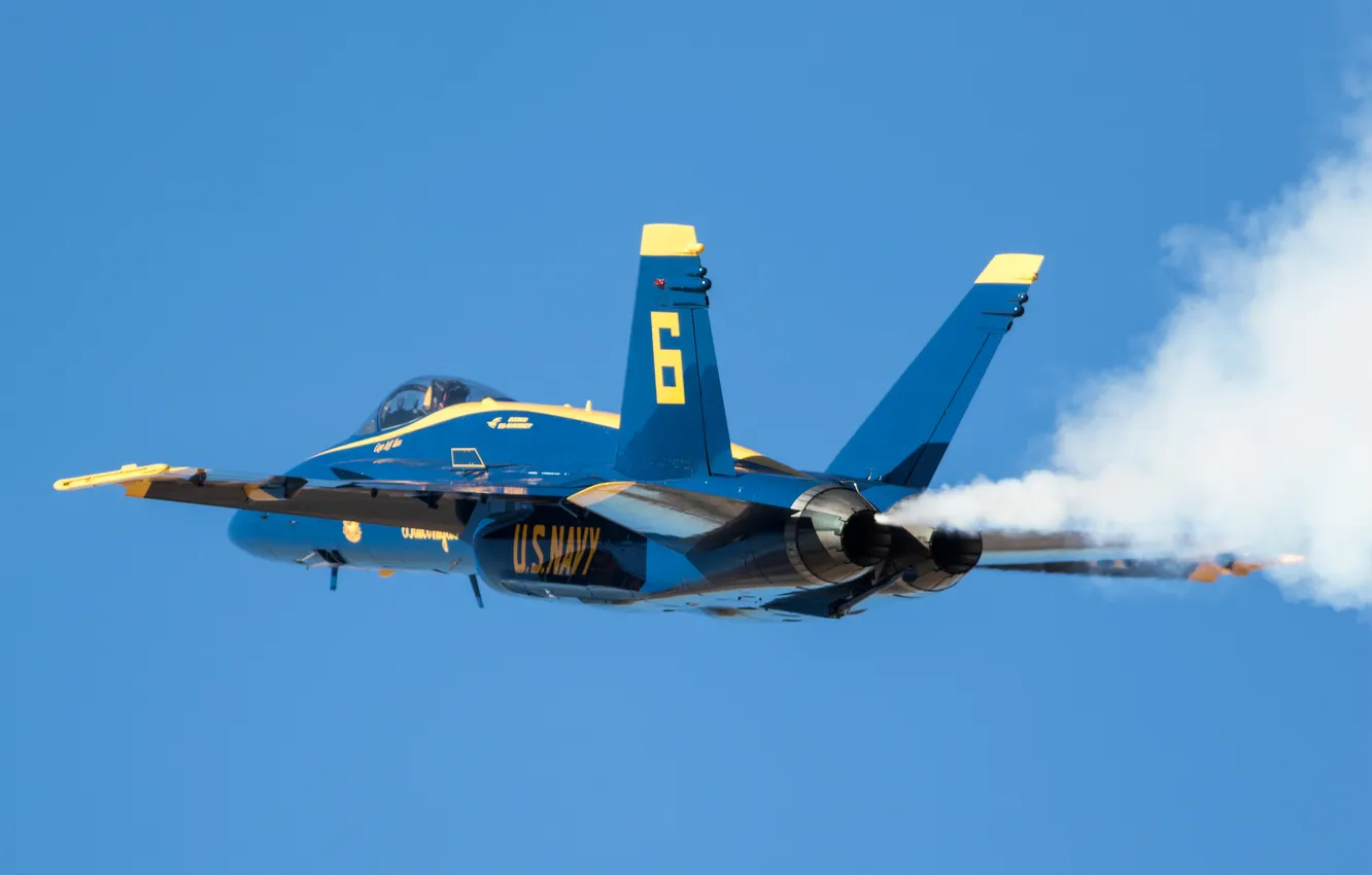 Фото обои полёт, F/A-18, Hornet, Blue Angels
